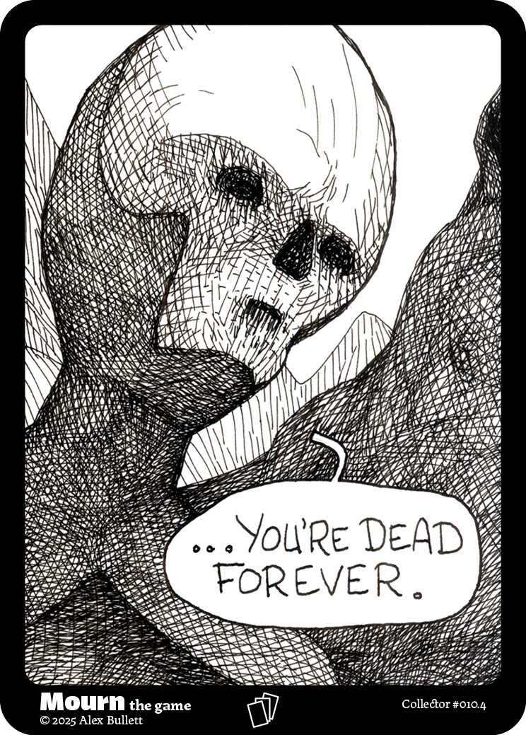 Panel 4: Death, menacing, ". . .you're dead forever."